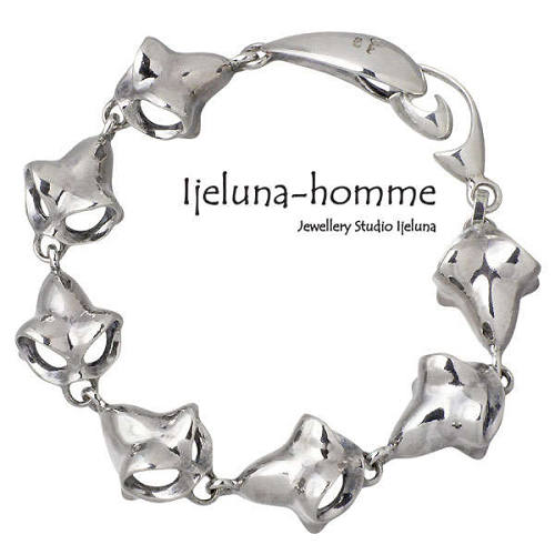 アイジェルナ オム Ijeluna-homme ヘルメット スカル連 シルバー ブレスレット アクセサリー シルバー925 スターリングシルバー AT-035B