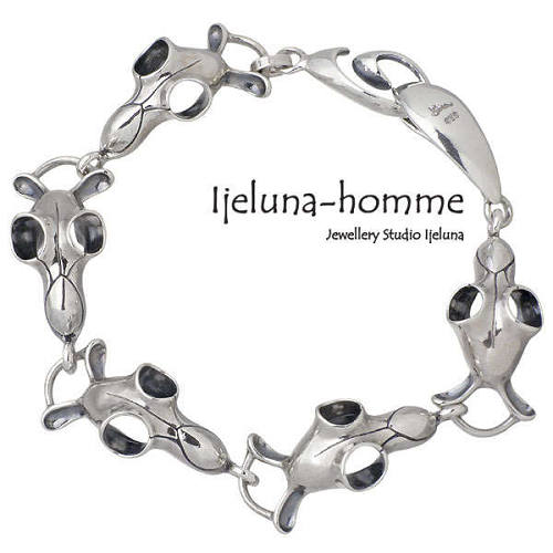 アイジェルナ オム Ijeluna-homme ミミタン バッファロー スカル連 シルバー ブレスレット アクセサリー シルバー925 スターリングシルバー A...