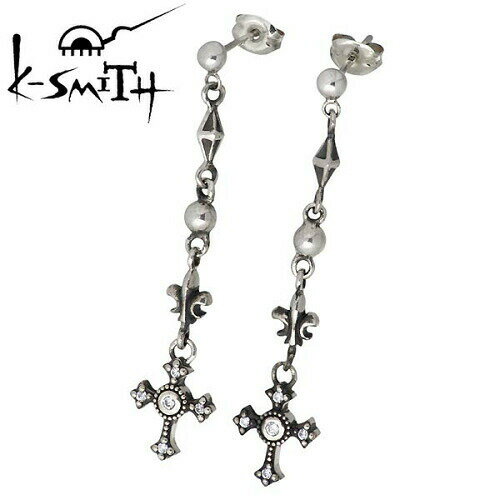 ケースミス K-SMITH ピアス レディース メンズ シルバー ジュエリー クロス ロング キュービック スタッドタイプ 2個売り 両耳用 925 スターリン...