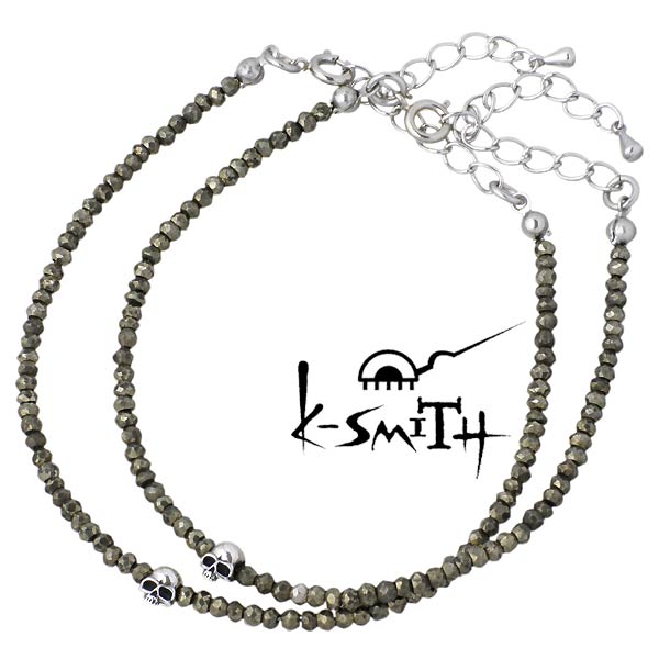 【ポイント5倍!ブラックフライデー!】 ケースミス K-SMITH ブレスレット ペアー シルバー ジュエリー パイライト スカル 925 スターリングシルバー...