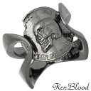 【ポイント10倍 マラソン期間中 】 ケンブラッド KEN BLOOD リング 指輪 レディース スカル コイン シルバー ジュエリー Bプライド ブラック 925 スターリングシルバー KR-238BK