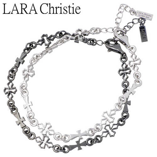 【ポイント5倍!ブラックフライデー!】 ララクリスティー LARA Christie テンプルクロス シルバー ペアブレスレット アクセサリー ブラック ホワイ...