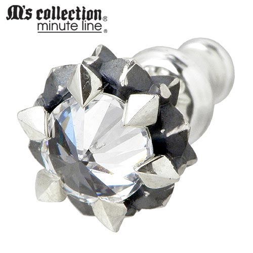 エムズコレクション M's collection スタッド シルバー ピアス アクセサリー 1個売り 片耳用 ストーン クロス シルバー925 スターリングシル...