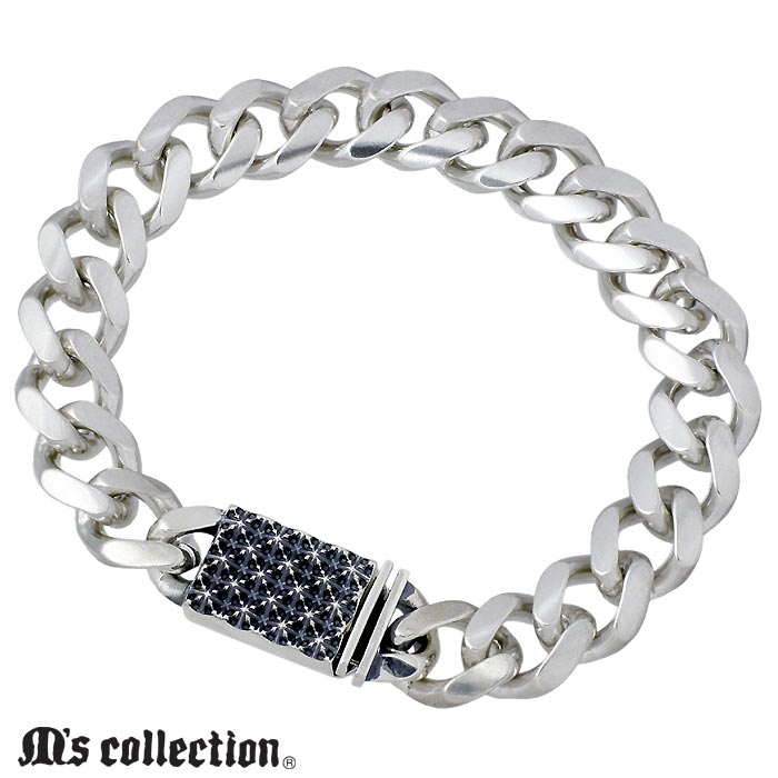 エムズコレクション M's collection シルバー ブレスレット アクセサリー スタッズ クラスプ チェーン メンズ XB-034