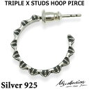 【ポイント3倍!18日限り 】 エムズコレクション M's collection シルバー スタッズ フープ ピアス 片耳用 TRIPLE X STUDS HO...