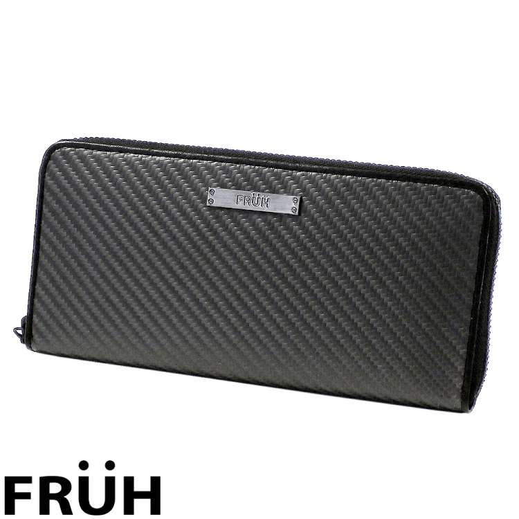 フリュー 薄い財布 メンズ FRUH フリュー リアルカーボン ラウンド ジップ ロング ウォレット 長財布 一粒万倍日 GL026