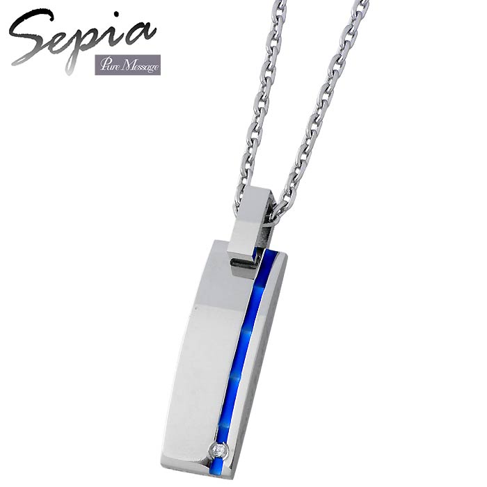 セピア Sepia ノンアレルギー ステンレス ネックレス アクセサリー ダイヤモンド レディース ブルー 金属アレルギー対応 PMS-136