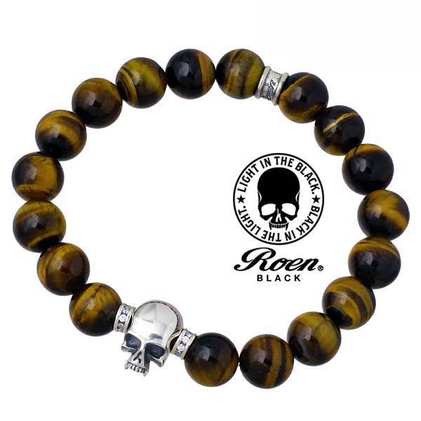ロエンブラック RoenBLACK タイガーアイ ストーン スカル ブレスレット アクセサリー メンズ RO-203