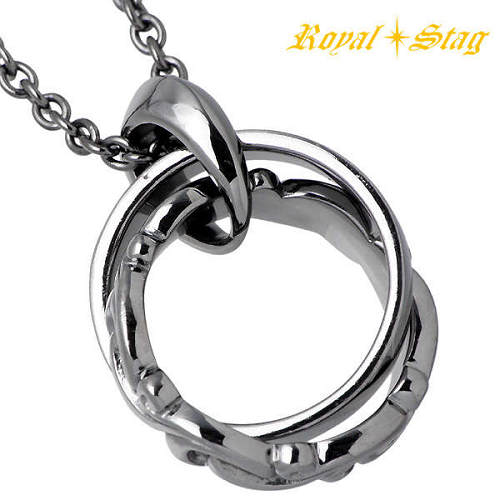 【ポイント10倍！ 4月10日まで】 ロイヤルスタッグゼスト Royal Stag Zest ダブルリング型 シルバー ネックレス アクセサリー ブラックダイヤモンド BKDIA シルバー925 スターリングシルバー SN25-009