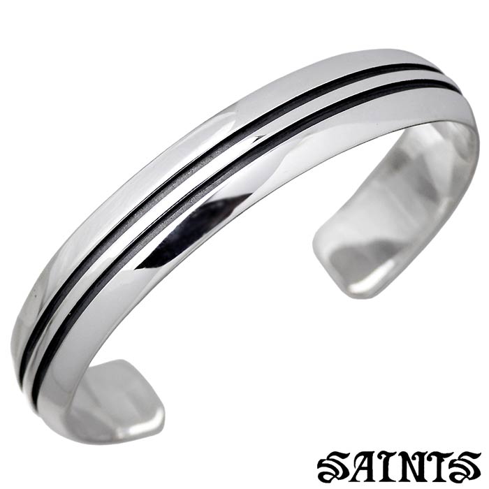 【ポイント5倍!30日まで!】 セインツ SAINTS ダブルディッチ シルバー バングル アクセサリー ブレスレット アクセサリー メンズ SSB-709