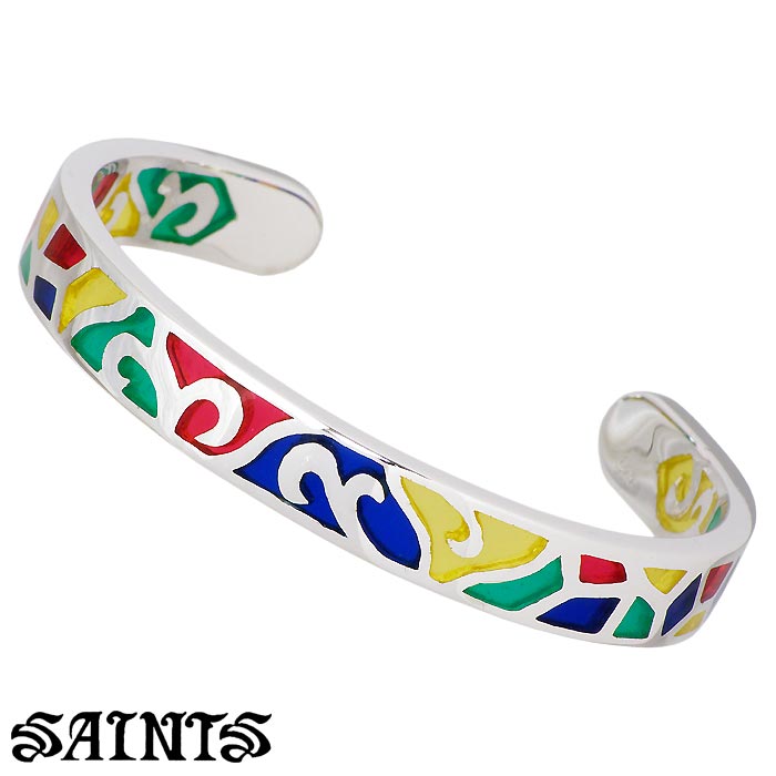【ポイント5倍!30日まで!】 セインツ SAINTS シルバー バングル アクセサリー ステンドグラス レディース SSB-820F