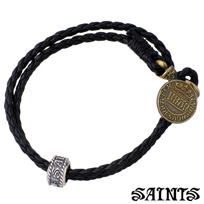 セインツ SAINTS Le Bon コイン レザー シルバー ブレスレット アクセサリー メンズ SSB10-61