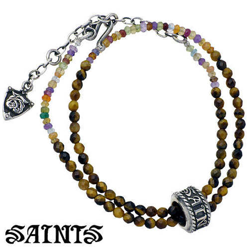 セインツ SAINTS タイガーアイ シルバー ブレスレット アクセサリー カラービーズ シルバー925 スターリングシルバー SSB10-63