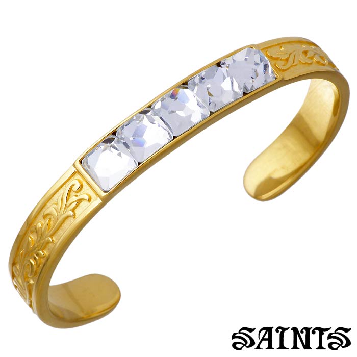 【ポイント5倍!30日まで!】 セインツ SAINTS スワロフスキー エレメント シルバー バングル アクセサリー レディース ゴールド SSB2-82CLR