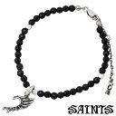 【ポイント3倍!18日限り 】 セインツ SAINTS ウィング ビーズ ブレスレット アクセサリー オニキスビーズ ブラックキュービック シルバー925 スターリングシルバー SSB2-85BK