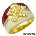 【ポイント5倍!27日まで】 セインツ SAINTS シルバーリング 指輪 スカル レディース レッド カリビアン 9〜13号 ゴールド ギフト プレゼント 誕...