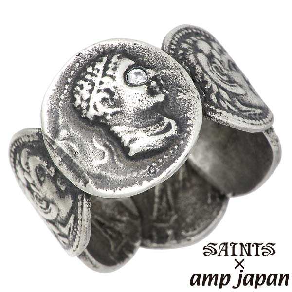 セインツ×アンプジャパン SAINTS X amp japan リング 指輪 メンズ ギリシャ コイン 17号 19号 シルバーアクセサリー SSR6-02
