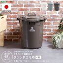 フタロック 機能付き ラウンドゴミ箱45L ダストボックス ごみ箱 屋内 屋外 キッチン 生ごみ 蓋つき 折り畳みペダル キャスター付き 家具 引越し 新生活 SH-01-RUP45