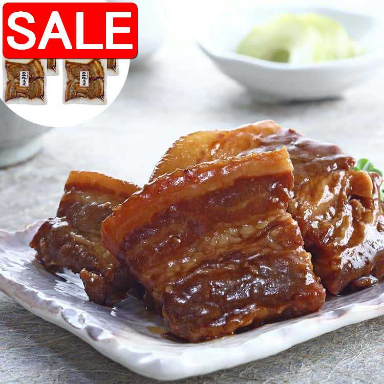 【スーパーSALE 10%OFF！】 鹿児島県産黒豚 豚角煮 190g 固形量150g 個包装 x4 醤油ベースの甘辛いタレがしっかり染み込んだバラ肉は 柔らかて歯切れが良く 見た目よりもさっぱりとお召し上がりいただけます ご進物 ギフト