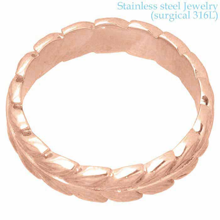 ステンレス リング 指輪 アクセサリー 金属アレルギー対応 ハワイアンジュエリー ハワジュ マイレ レディース メンズ 7〜21号 ピンクゴールド 医療用サージカル316L アレルギーフリー GRSS887PG
