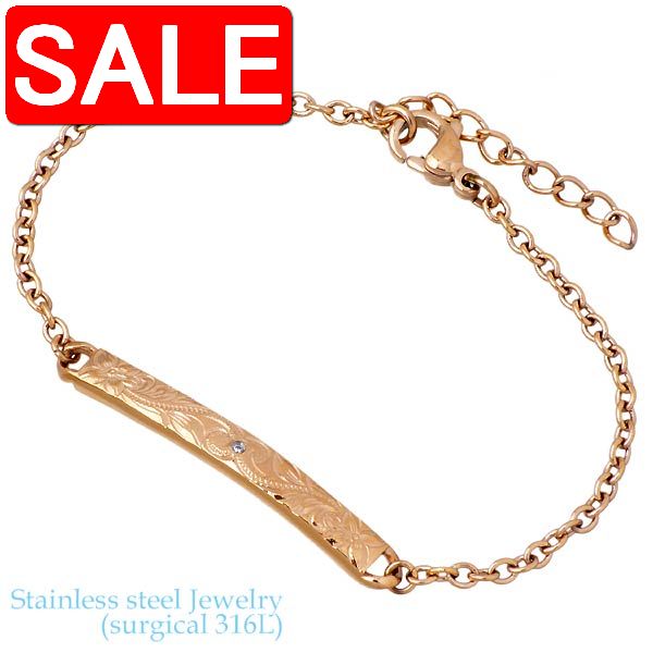 【スーパーSALE 50%OFF!】 ステンレス ハワイアンジュエリー ハワジュ ブレスレット アクセサリー 金属アレルギー対応 レディース ローズゴールド キ...