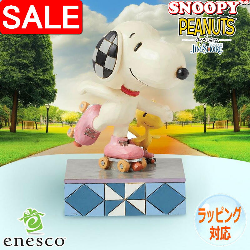 【スーパーSALE 10%OFF！】 スヌーピー＆ウッドストック ローラースケート フィギュア 置物 人形 キャ..