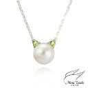 【ポイント5倍!18日まで!】 未来天使 Mirai Tenshi 2石選べる誕生石 Birthday Pearl Cat パール キャット シルバー ネックレス ネコモチーフ 猫 MIP-1199N