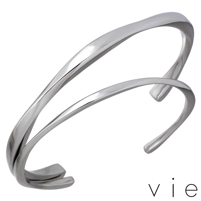 ヴィー vie ステンレス ペア バングル アクセサリー 金属アレルギー対応 2本セット 刻印可能 vie-B1243-44-P