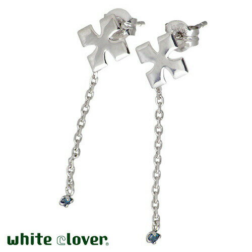 ホワイトクローバー white clover K14ホワイトゴールドクロスデザインBirthdayピアス アクセサリー ブルーダイヤモンド 2個売り 両耳用【あす楽対応】 WPE003BDM