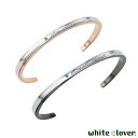 ホワイトクローバー white clover ペア バングル 刻印可能 永遠 ブルーダイヤモンド アレルギーフリー サージカルステンレス316L ピンク&ブラッ...