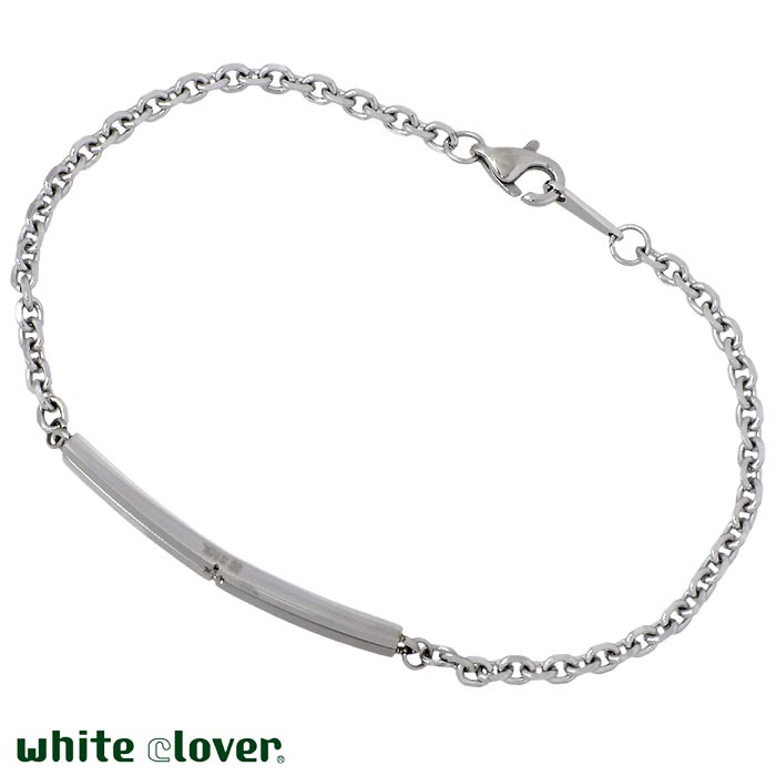 ホワイトクローバー white clover ステンレス ペア ブレスレット アクセサリー ダイヤモンド プレート アレルギーフリー サージカルステンレス316L 刻印可能 4SBR015GO-SV-P