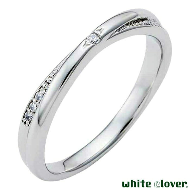 ホワイトクローバー white clover ステンレス リング 指輪 刻印可能 誕生石 サージカルステンレス316L アレルギーフリー クロス 3～19号 4SUR200