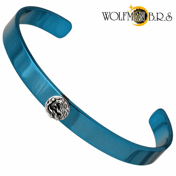 ウルフマンB.R.S WOLFMAN B.R.S ムーン ウルフ ボール バングル アクセサリー ブルー 狼 ステンレス ブレスレット アクセサリー シルバー9...