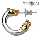 ウルフマンB.R.S WOLFMAN B.R.S ウルフ Wヘッド シルバー フープ スタッド ピアス アクセサリー 1個売り 片耳用 ゴールド 狼 シルバー9...