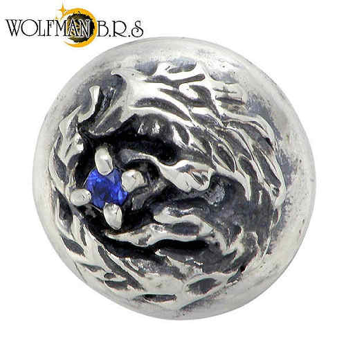 ウルフマンB.R.S WOLFMAN B.R.S ムーン ウルフ ボール スタッド シルバー ピアス アクセサリー 1個売り 片耳用 合成サファイア 狼 月 シ...