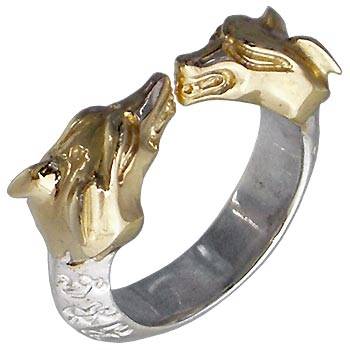 【ポイント5倍！楽天イーグルス感謝祭】 ウルフマンB.R.S WOLFMAN B.R.S リング 指輪 メンズ シルバー ジュエリー WヘッドG 925 スターリングシルバー WO-R-030G