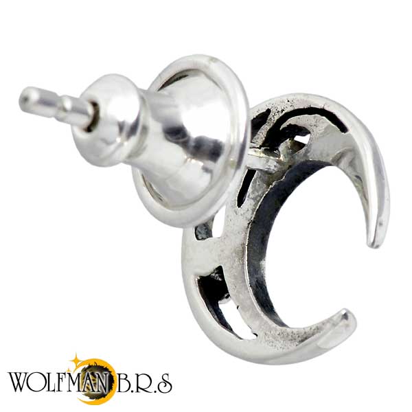 【ポイント2倍！マラソン期間中！】 ウルフマンB.R.S WOLFMAN B.R.S クレッセント ムーン シルバー ピアス アクセサリー スタッドタイプ 1個売り 片耳用 合成スピネル 三日月 シルバー925 スターリングシルバー WO-E-28の商品画像 3