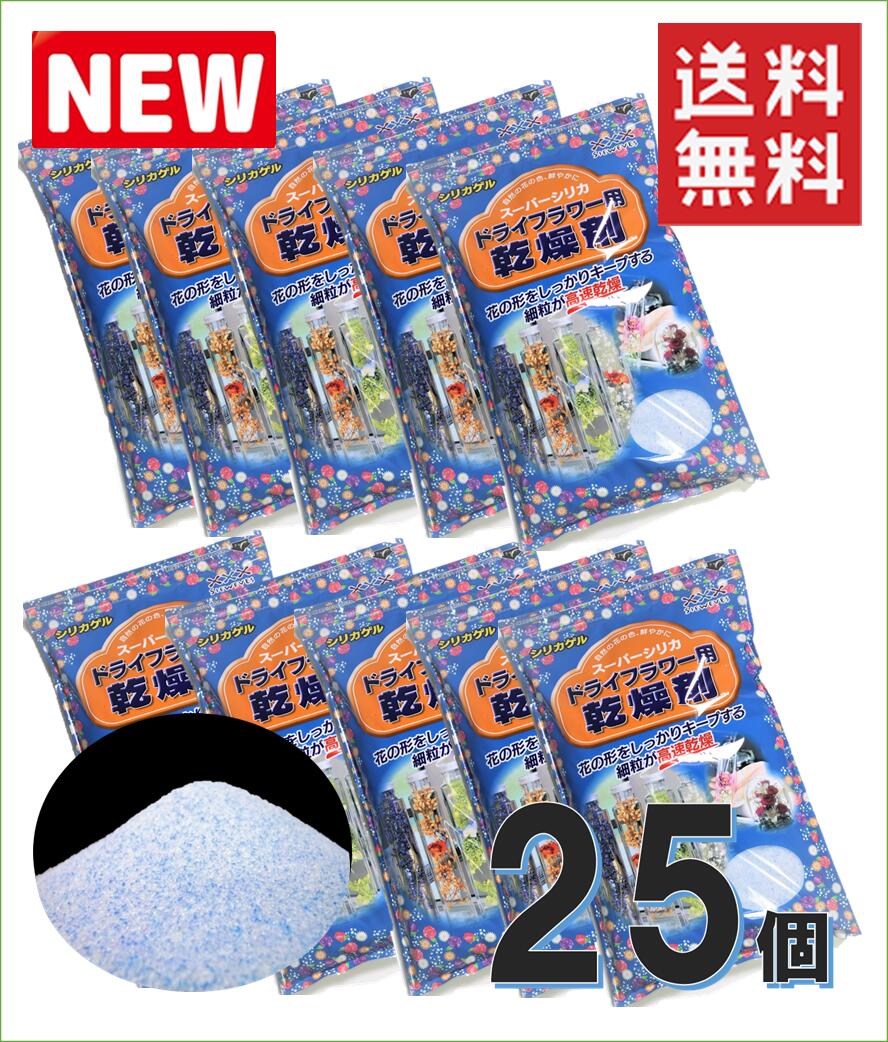 ドライフラワー用乾燥剤 【1kg×25袋】【送料無料】 シリカゲル （青混合品）ドライフラワー用シリカゲル ドライフラワー ハーバリウム ガラスケース 乾燥剤 押し花 押し花シート ♯ドライフラワー ボトルフラワー ドライフラワー乾燥剤 ドライフラワー作り方