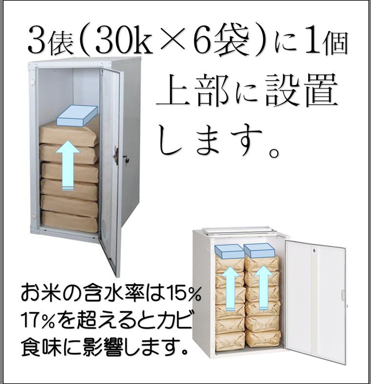 米保管庫用乾燥剤 （3俵・30k×6袋用)600g×【1個】【送料780円】（お米の湿度調整乾燥剤） 収納庫 米保管庫 保管庫 お米用乾燥剤 収納庫 物置 倉庫 床下収納庫 乾燥剤 除湿剤 除湿マット 玄米専用保冷庫 保冷庫 お米保管庫 9俵 7俵 6俵 12俵