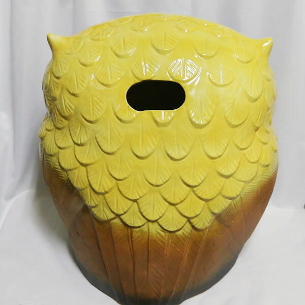 信楽焼 和風 おしゃれ 15号福多郎 黄 梟 ふくろう 置物 陶器 フクロウ しがらきやき 縁起物 ギフト fu-0108 [3]