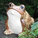 信楽焼 和風 おしゃれ カエル君 茶色 縁起物 カエル お庭 玄関 陶器 蛙 かえる 幸せ 子宝 健康 ka-0063