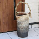 信楽焼 和風 おしゃれ 傘立て 陶器 かさたて 傘入れ アンブレラスタンド 壷 しがらき カサタテ 玄関 インテリア 玄関 花器 花瓶 つる付き kt-0203