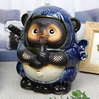 信楽焼 和風 おしゃれ ドロン忍者狸（青）福を呼ぶ縁起物の陶器タヌキ たぬき 開運 きニンジャ狸 陶器たぬき 開運 忍者狸 タヌキ たぬき 開運 たぬき 開運置物 ta-0084