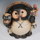 信楽焼 たぬき 置物 可愛い 狸 陶器 プレゼント タヌキ ふくろう フクロウ持ち おしゃれ しがらき焼き 置き物 玄関先 かわいい インテリア グッズ ガーデニング オーナメント 11号古信楽風ふくろう持ち狸 ta-0418