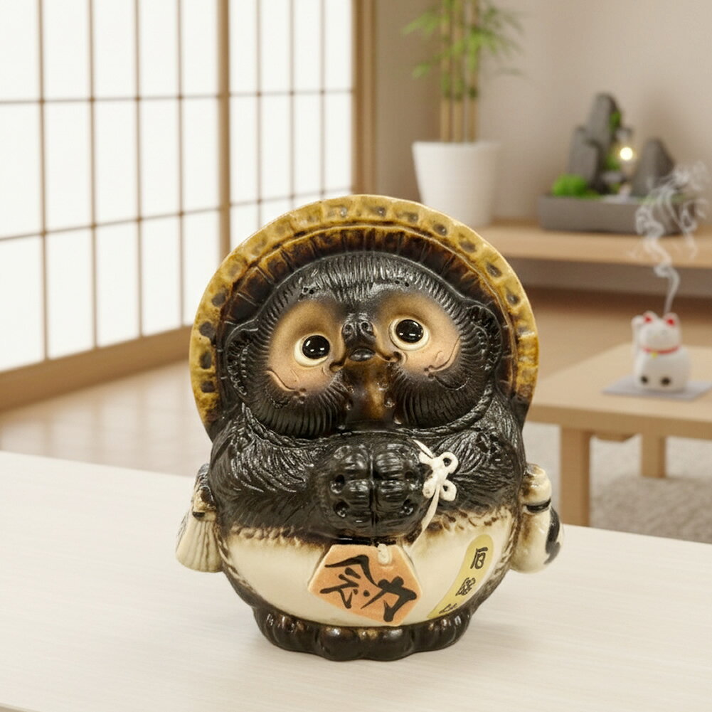 【今だけ限定10%OFFクーポン】信楽焼 和風 おしゃれ 風水 タヌキ 赤色 仕事運 恋愛運 ご利益 縁起物 たぬき 開運 狸 陶器 置物 焼き物 5号福寿念力狸 ta-0452 [2]