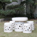【5月1日限定11%OFFクーポン】送料無料 20号信楽焼ガーデンテーブル 陶器テーブル 焼き物 お庭、ベランダ用庭園セット ガーデンテーブルセット 陶器 イス...