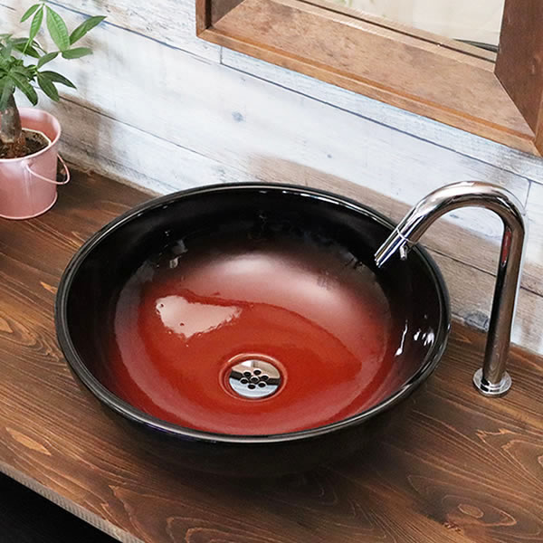 Rakuten - 【期間限定ポイント5倍】手洗い鉢 陶器洗面 信楽焼 洗面ボウル 手洗器 洗面ボール 手洗鉢 陶器 洗面鉢 鉢 手洗い器 洗面シンク 洗面器 洗面台 ボール 和風 やきもの しがらき 丸型 円形 和風 トイレ tr-3264