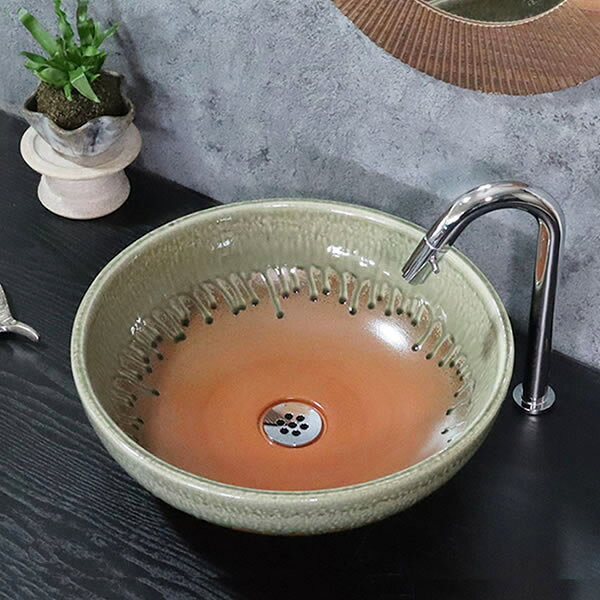 乐天商城 - 【期間限定10%OFFクーポン配布中】手洗い鉢 陶器洗面 信楽焼 洗面ボウル 手洗器 洗面ボール 手洗鉢 陶器 洗面鉢 鉢 手洗い器 洗面シンク 洗面器 洗面台 ボール 和風 やきもの しがらき 丸型 円形 和風 トイレ tr-3285