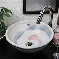 【今だけ限定10%OFFクーポン】信楽焼 和風 おしゃれ 赤志野手洗い鉢 オーバーフロータイプ 洗面鉢 お洒落 洗面器 手洗器 手洗鉢 洗面ボール 洗面シンク 陶器 洗面台 手洗い鉢 洗面ボール 洗面陶器 tr-6005