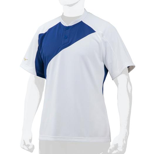 ミズノ ミズノプロ ベースボールシャツ(2014世界モデル) メンズ ホワイト×パステルネイビー Mizuno 12JC7L0116
